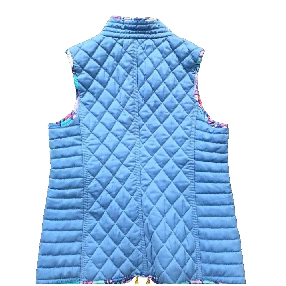 Lilly Pulitzer Lucy Quilted Vest Bay Blue Print Girls Size Medium (6-7) A010115